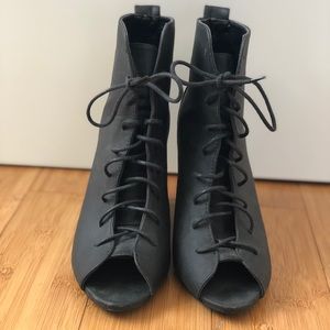 Black lace up booties